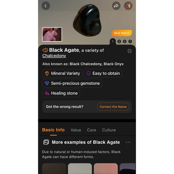 Gold Plated Teardrop Black Onyx Obsta Ring With Clear Stone Accent Size 7 - Picture 7 of 7